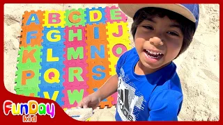 Mini ABC Letter MAT | ABC Song | Pretend Play Finding Letters in Sand with Urvi and Apu - FunDay Kid