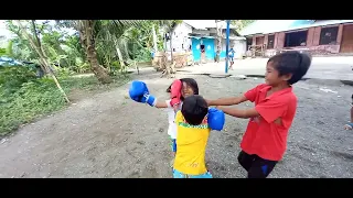 My Daughter Practice Boxing Versus Nico her Cousin, Kids Boxing Match | Raw Upload no Edit