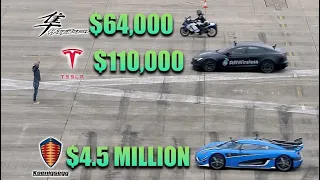 Ultimate Showdown: Koenigsegg vs. Tesla Plaid vs. Turbo Hayabusa | EPIC Drag Race REACTION!