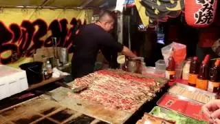 その場でファンが出来るお好み焼き屋さん　2016　職人芸　japanese street food Okonomiyaki