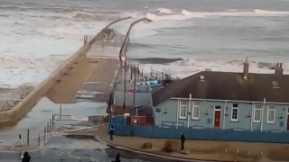 Roker Pier Sunderland swamped with tidal surgeFriday 13th January 2017 Weather storm Sunderland uk