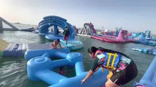 She Slipped in Deep Sea Water of Dubai 🔥🔥 Aquafun at JBR Beach 🔥🔥WORLD'S LARGEST INFLATABLE PARK