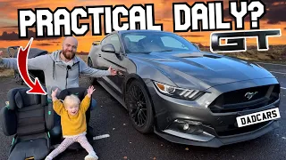 Mustang GT 5.0 V8 UK as a Dad Car? Child Seats Rear Seat Practicality Test MPG Running Cost Review