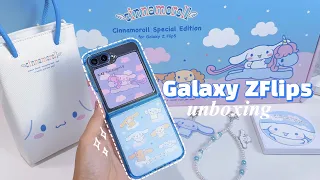 Samsung Galaxy Z Flip 5 unboxing 🩵 Cinnamoroll edition + accessories 🦄 z플립5 시나모롤 에디션