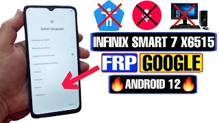 Infinix Smart 7 FRP Bypass Android 12 2023 | Infinix Smart 7 X6515 Google Account Bypass Without PC