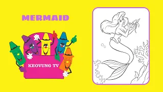 Coloring BEAUTIFUL MERMAID coloring book pages | learn colors for kids