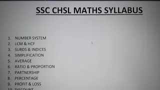 SSC CHSL 2024 MATHS SYLLABUS - #sscchsl #ssccgl #ssccpo