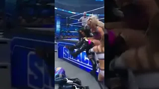 Liv Morgan Going Over The Top Rope On Smackdown