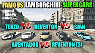 LAMBORGHINI TERZO vs SIAN vs REVENTON vs POLICE REVENTON vs AVENTADOR (BEHIND THE SCENES !!! )