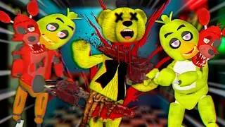 FNAF СЕКРЕТНЫЕ АНИМАТРОНИКИ ГИБРИДЫ ФОКСИЧИК и ЧИКАФОКС УБИВАЮТ ФНАФ ПЛЕЯ БЕНЗОПИЛОЙ !!!