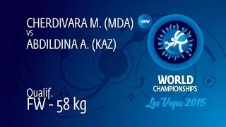 Qual. FW - 58 kg: A. ABDILDINA (KAZ) df. M. CHERDIVARA (MDA) by FALL, 6-0