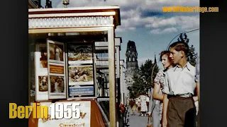 Berlin 1955 color - Brandenburger Tor ohne Quadriga - Ku´damm - Stadion - Funkturm u.a.