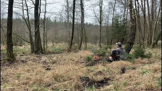 Foraging and making wild garlic pesto for dinner bushcraft style.