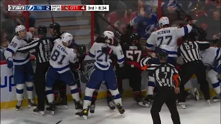 Tampa Bay Lightning vs Ottawa Senators scrum ￼