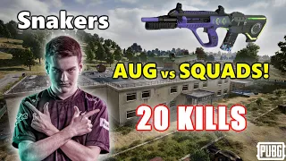 Snakers - 20 KILLS - AUG vs SQUADS! - PUBG