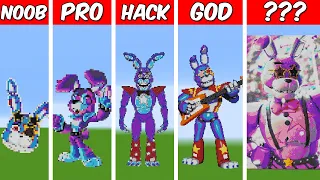GLAMROCK BONNIE FNAF Pixel Art Build in Minecraft ! Noob vs Pro vs Hacker vs God Minecraft Animation