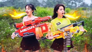 Pink Girl Nerf : SWAT TRANBI CHASE CRIME WITH CHILI FOOD PRANK BATTLE Nerf Guns Fight Criminal