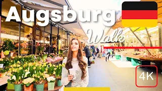 Explore Augsburg, Bavaria Germany - Walking Tour 4K City Center Street Walk 🇩🇪