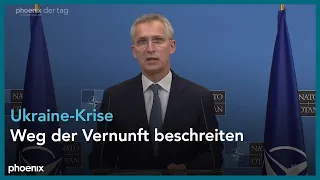 Pressekonferenz zur Ukraine-Krise mit Jens Stoltenberg, Ann Linde und Pekka Haavisto am 24.01.22