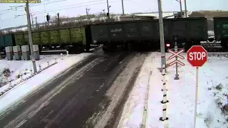 Crash accident with track and two trains in Kazakhstan