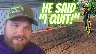 Employee QUITS During Concrete Block Retaining Wall Build 😱