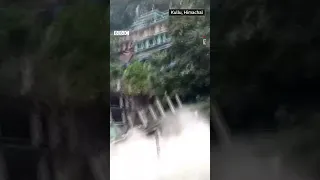 Watch drone shots from Kullu, Himachal Pradesh, as several houses collapse after landslides.