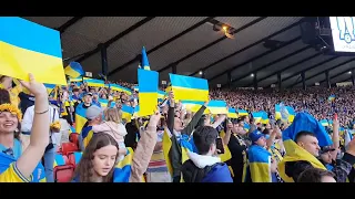 Ukrainian National Anthem. Scotland v Ukraine. World cup qualifier play-off, Hampden Park June 2022