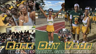 GAME DAY VLOG! * FIRST HOME FOOTBALL GAME || grwm, cheer, pep rally, school vlog, dinner, & more!