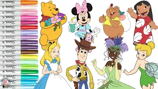 Disney Coloring Book Compilation for Kids Disney Princess Toy Story Minnie Tinker Bell Gus Gus Lily