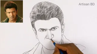 Drawing of puneeth rajkumar step by step / Appu drawing easy / Artisan BD