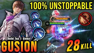 28 Kills Zero Death!! Fast Hand Combo Gusion MVP 18.7 Points!! - Build Top 1 Global Gusion ~ MLBB