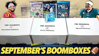 Sick Caleb Williams & GOLD Pulls! 🔥 Opening September's Elite, Platinum & Mid-End Football Boomboxes