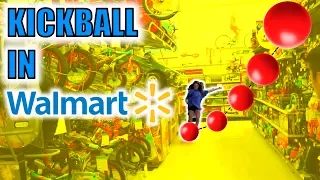 KICKBALL WITH STRANGERS IN WALMART!! **KICKED OUT 3 TIMES**