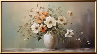 Vintage TV Art Floral Painting | Gold Framed TV Art | TV Art Screensaver | 1 Scene - 2 Hrs