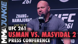 Hear from all three title bouts at the UFC 261 pre-fight press conference