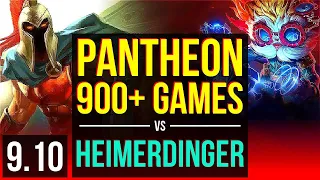 PANTHEON vs HEIMERDINGER (TOP) | 4 early solo kills, 900+ games, KDA 7/0/1 | NA Challenger | v9.10