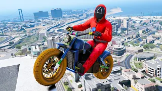 GTA 5 SQUID GAME Guard Motorcycle Crash/Fails/Ragdolls Episode 5 (Euphoria Ragdolls)