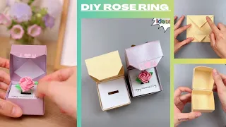 How to make beautiful Rose Ring | Diy paper Rose Ring | Easy handmade Paper Ring with gift box