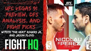 UFC Vegas 91 Preview, DFS/Betting Analysis, and Fight Picks