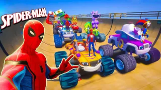 GTA V SPIDERMAN, FNAF, POPPY PLAYTIME CHAPTER 3 - Epic New Stunt Race For Car Racing by Trevor