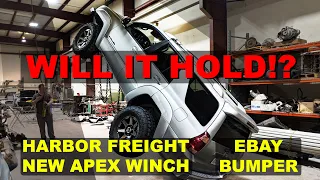 Harbor Freight Apex Winch Hang Test and Offroad Test. Can it Hang a V8 4runner?