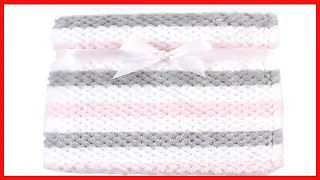 Hudson Baby Uni Baby Plush Waffle Blanket, Pink Gray Stripe, One Size