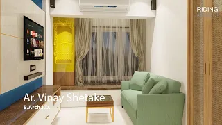 COMPACT 1BHK INTERIOR DESIGN of a small flat | 260 sqft SRA flat design | Sketchup 2020 & lumion 10