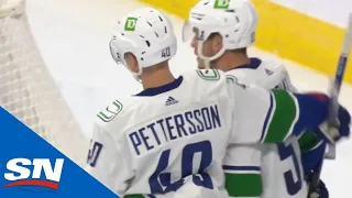 Elias Pettersson Scores Awkward Goal Off Backboard For His First Of The Season