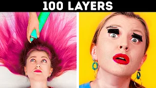 ULTIMATE 100 LAYERS CHALLENGE || 100+ Coats of Things by 123 GO! Live