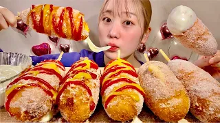 ASMR Cheesy Corn Dogs【Mukbang/ Eating Sounds】【English subtitles】