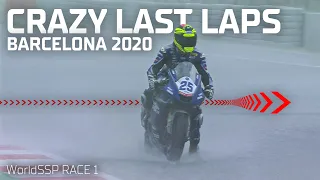 Rain cause havoc in the CLOSING MOMENTS of #WorldSSP Race 1 at Barcelona in 2020 | #CatalanWorldSBK