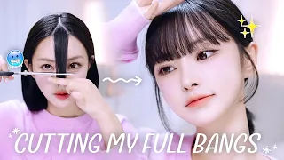 Fail-proof Tips for Cutting My Own Full Bangs💇🏻‍♀️!From cutting bangs to using hair straightener✂️