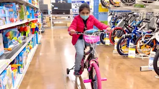 Kid’s Bike Shopping at Walmart | Harini Rides a Bike Through Walmart