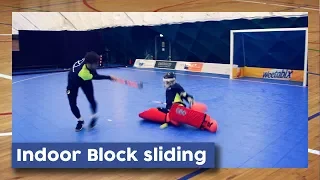 Indoor Goalie Block sliding | Hockey Heroes TV